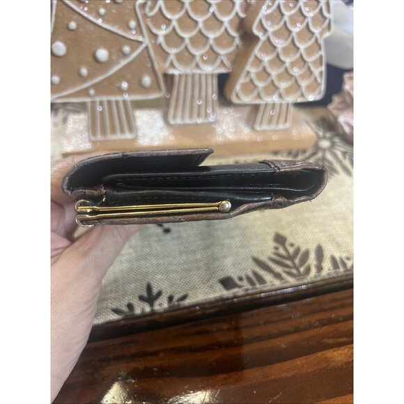 BRAHMIN | Tuscan Checkbook Clutch | Brown/Black Croc Texture Vintage Wallet - Picture 3 of 12